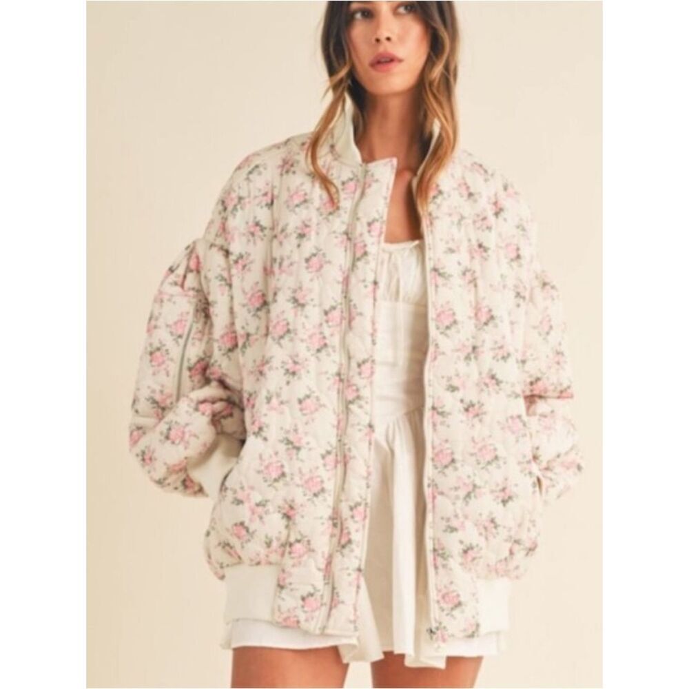 MABLE MALLORY OVERSIZED
BOMBER JACKET Floral M NWOT
